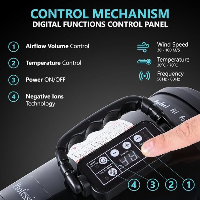 Dog Dryer, 3.26HP/2400W High Velocity Blow Dryer for Dogs with LED Display, Adjustable Speed and Temperature Control, Negative Ion Pet Blower with 4 Nozzles for Professional Pet Grooming