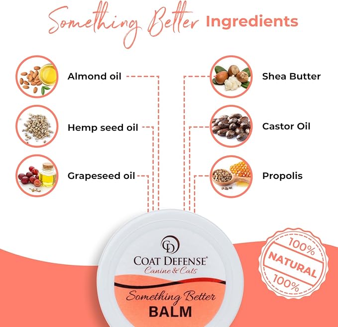 COAT DEFENSE Something Better Balm | Made in USA | Nose & Paw Balm | Lick Safe, Healing and Deeply Moisturizing | Paw Soother for Dogs & Dog Skin Soother (1.5 OZ)
