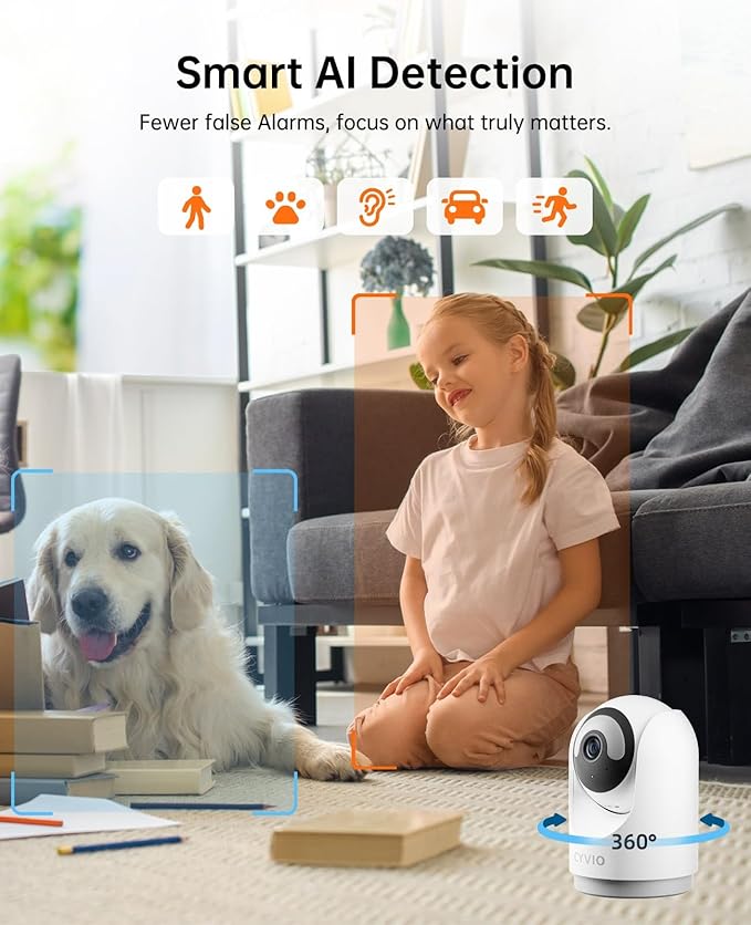 Indoor WiFi Camera, Plug-in Wireless Security Camera with 5MP 3K Video, Pan/Tilt, 2-Way Audio, AI Motion Detection, No Subscription, for Home, Baby & Pet