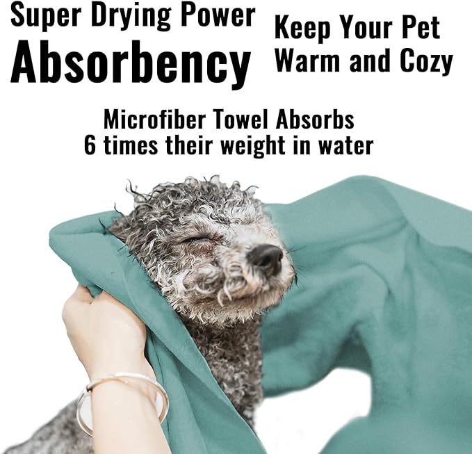 Microfiber Dog Towels for Drying Dogs, Super Absorbent and Soft Pet Grooming Towel, 40 Inch X 23.6 Inch, Perfect for Large, Medium or Small Dogs, Lake Blue