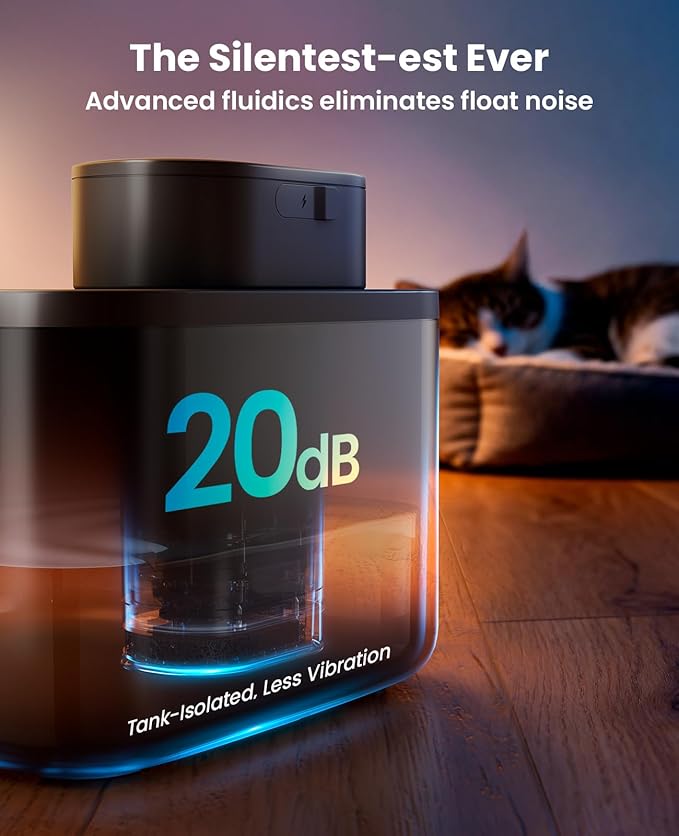 oneisall Wireless Cat Water Fountain: 74oz/2.2L Cordless Pet Water Fountains, 4000mAh Battery Operated Ultra-Quiet Integrated SilentFlow™ Pump for Cats Indoor, Automatic Cat Water Dispenser, BPA-Free