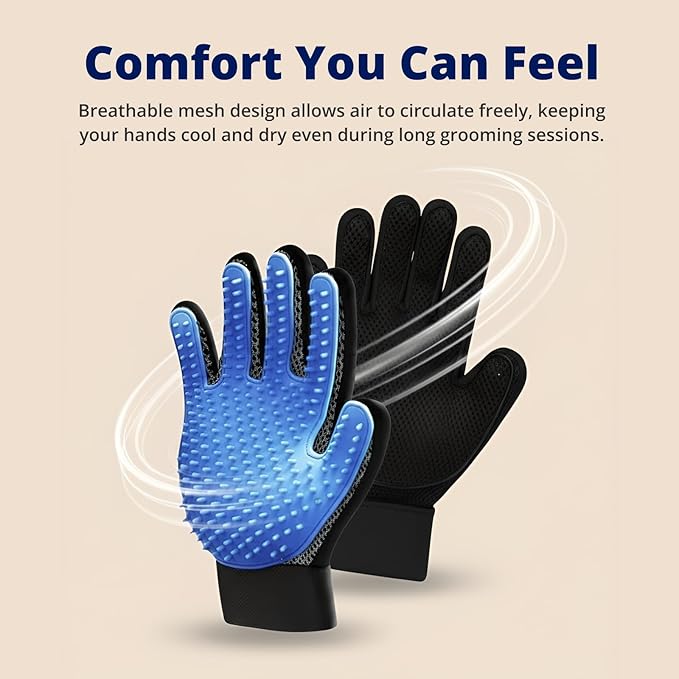 Silent Groom Pro Grooming Glove for Dogs, Cats, Rabbits & Horses | 2-in-1 Pet Brush & Deshedding Tool | Gentle Bathing & Cleaning for Long & Short Hair | Grooming Supplies for Pet Fur Control