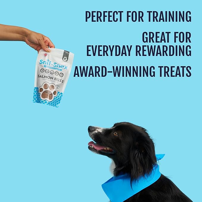 Snif-Snax Salmon Bites Dog Treats (8oz), All Natural Human-Grade Training Treats for Dogs, Healthy Grain-Free Puppy & Adult Rewards, High Protein Soft Salmon Snacks