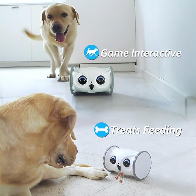 Owl Robot: 1080P Full HD Pet Camera with Treat Dispenser, Interactive Toy for Dogs and Cats, Full House Mobile Monitoring via App,2 Way Talk,No Monthly Fee (Only 2.4G WiFi)