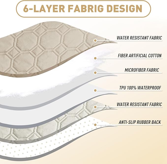 ZNSAYOTX Ultimate Cozy Blankets (82"x120") 100% Waterproof Bed Mat Blanket for Dog Pets, Couch Sofa Protector with Non-Slip Back Washable Durable, Pee Scratch Proof Easy to Clean (Khaki)