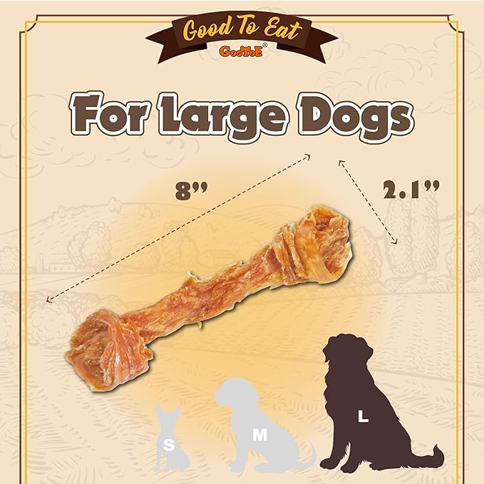 Gootoe Turkey Tendons for Dogs –All-Natural, Hypoallergenic Dog Treats, Rawhide Alternative, Long Lasting Puppy Chews, Healthy Dog Treats for Large Breeds, Bone (L), 2 Count Pack