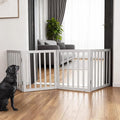 ZJSF Freestanding Indoor Dog Gate for House Foldable Wood Grey Puppy Gate for Doorways Pet Gate for Stairs Extra Wide Pet Fence 24" Height 4 Panels