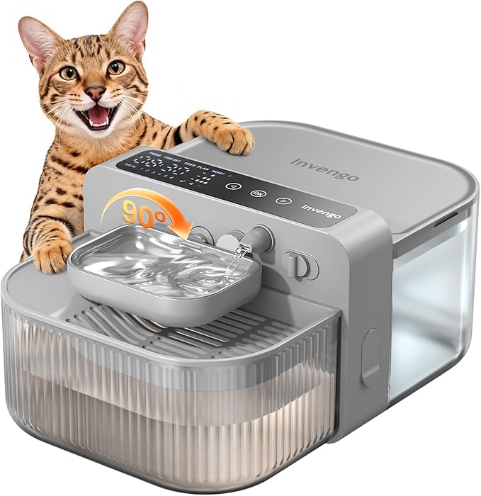 No-Filter Wireless Cat Water Fountain, 3.5L Stainless Steel Pet Fountain for Cats & Dogs – Wastewater Separation, Auto Refill, Ultra-Quiet 3000mAh Battery, Indoor Smart Water Dispenser