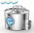 Cat Water Fountain Advanced 304 Stainless Steel 2.2L/74oz with Detachable Tank, Easy to Clean, Automatic Pet Fountain Quiet Cats Water Dispenser, Dogs (74oz Flower Style Cat Fountain + 3 Filters)