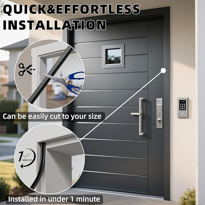 1 Pack*32.8 Ft Self-Adhesive V Shape Foam Window Weather Stripping Door Seal Insulation Strip for Winter, Soundproof Exterior Front Frame Gap Filler, Draft Stopper Tape Noise Light Blocker (Black)