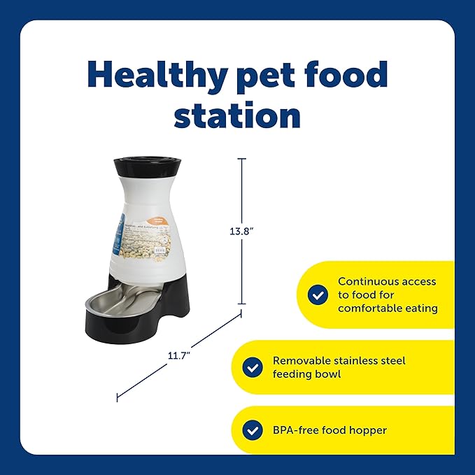 PetSafe Healthy Pet Food Station - Automatic Indoor Gravity Cat & Dog Feeder - Space-Saving Self Feeder - Easy to Clean - Medium - Up to 4 lb Kibble Capacity