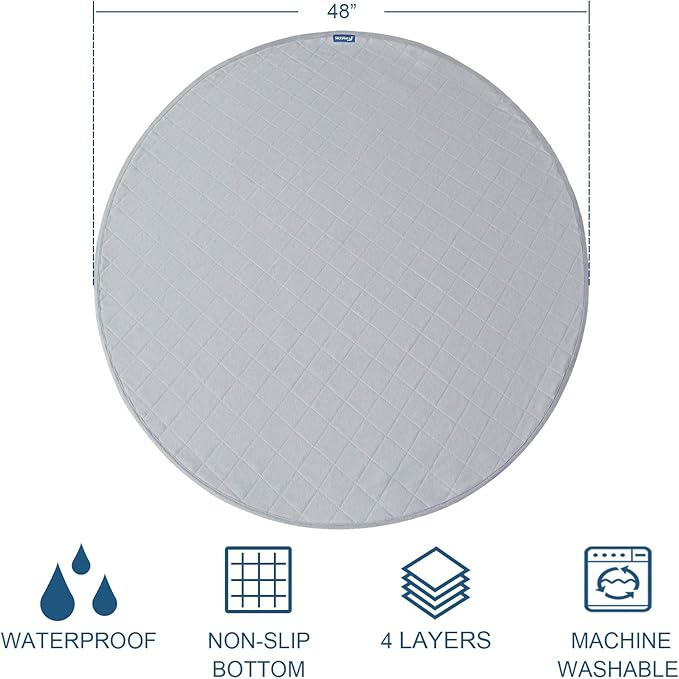 Washable Pee Pads for Dogs 2 Pack, Waterproof Round 48" Dog Whelping Pads, Reusable Pee Pad Quilted, Fast Absorbing Training Pads for Dogs, Housebreaking Absorption Pads,Grey