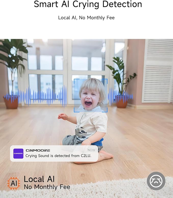 2 Pack 2.5K Cameras for Home Security, Non-Subscription AI Human/Pet/Crying Detection, 4MP Dog/Cat/Pet Camera Indoor with Phone App, Pan Tilt 2.4G WiFi Indoor Cameras, IR Night Vision, 2-Way Audio