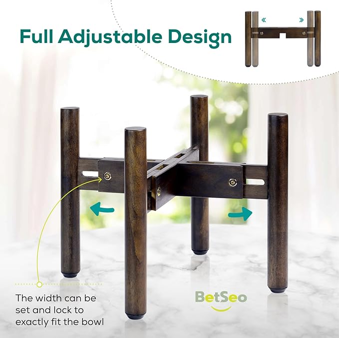 Dog Bowl Stand for Water/Food - Adjust with Lock - Dog Water Fountain Holder, Elevates Pet Food and Water Feeder Bowls (Bowl not Included) (1Pack - (Height 10.3in, Width 8-11.2in))