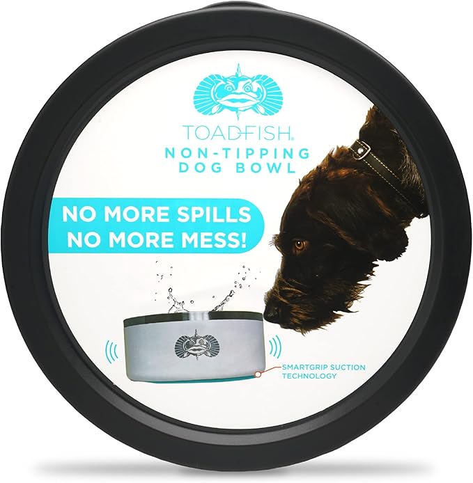 Toadfish Non-Tipping Dog Bowl - Double-Walled Stainless Steel Insulated - Smart-Grip Technology - Includes Cover - Pet Food & Water Dish - White
