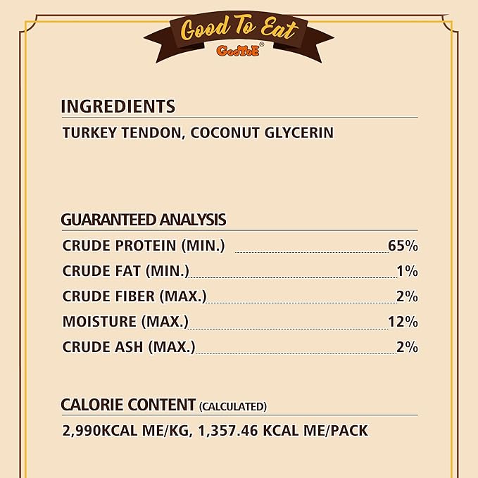 Gootoe Turkey Tendons for Dogs – All-Natural, Hypoallergenic Dog Treats, Rawhide Alternative, Long Lasting Puppy Chews, Healthy Dog Treats for Small Breeds, Strips, 16 oz Pack (1 lb)