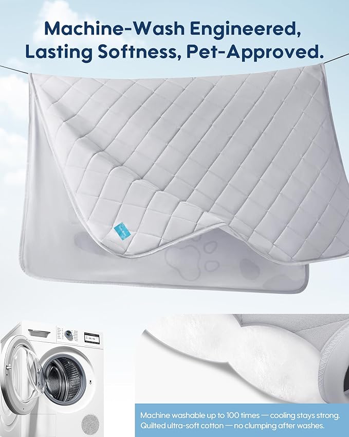 KASBAH Dog Cooling Blanket & Mat, Waterproof Pet Blankets for Couch, Bed and Car Seat, Washable Reversible Dog Blanket Throw (Cool & Warm), Q-MAX >0.5, 40 x 56 Inch