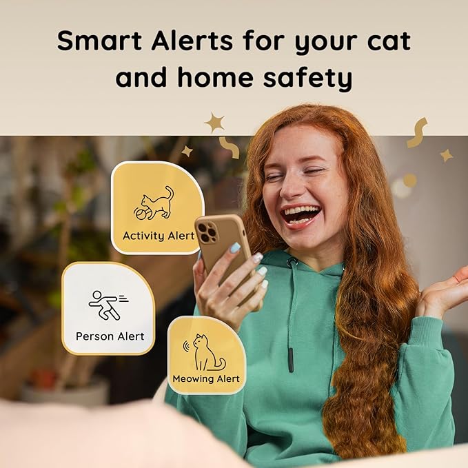 Pet Camera Treat Dispenser [1-Year Trial: Cloud + AI Features Included], 2K Dog & Cat Cam, Remote Treat Tossing, 360° Auto Tracking, 5G/2.4G WiFi Compatible, 2-Way Talk, Motion Alerts Indoor