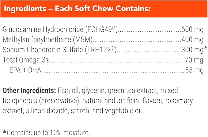 COSEQUIN Maximum Strength Joint Supplement Plus MSM & Omega-3's - With Glucosamine and Chondroitin - For Dogs of All Sizes (Soft Chews)