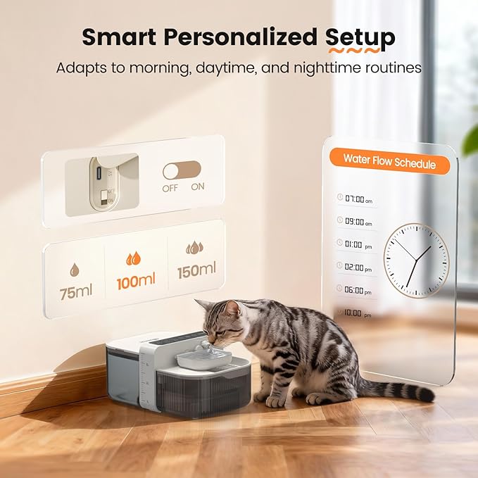 No-Filter Wireless Cat Water Fountain, 3.5L Stainless Steel Pet Fountain for Cats & Dogs – Wastewater Separation, Auto Refill, Ultra-Quiet 3000mAh Battery, Indoor Smart Water Dispenser