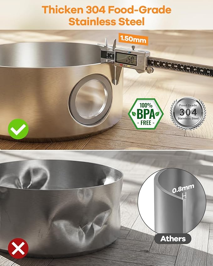 12L/ 3.4Gal Wireless Automatic Dog Water Fountain for Large Dogs，Stainless Steel 3 Modes Dog Fountain Water Bowl Dispenser, Multi Large Pet Water Fountain Ultra Quiet & Multi-Filteration