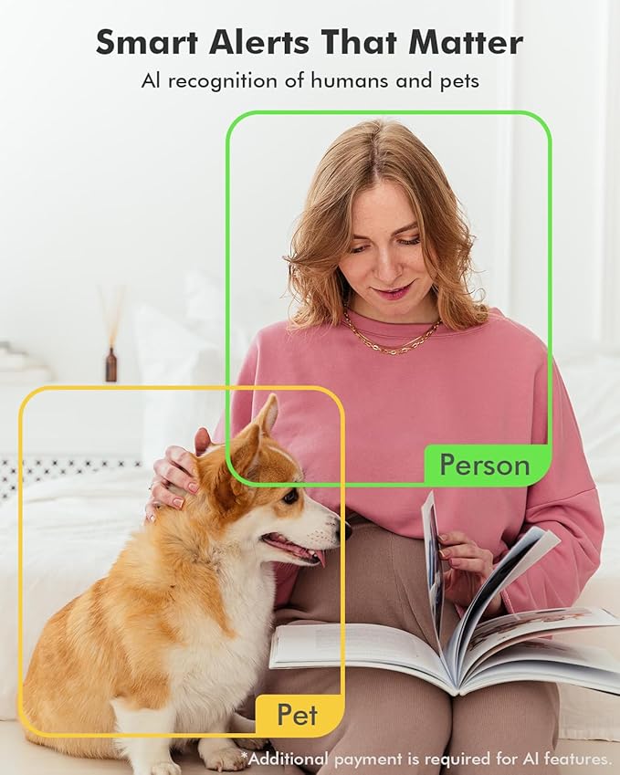 Dzees 5G/2.4G WiFi Indoor Security Camera Pet Camera No Subscription, 2K 360° WiFi Cameras, Wired Dog Pet Camera with Phone App, MagicPix Night Vision, Calls, 2-Way Audio, 24/7, Motion Tracking