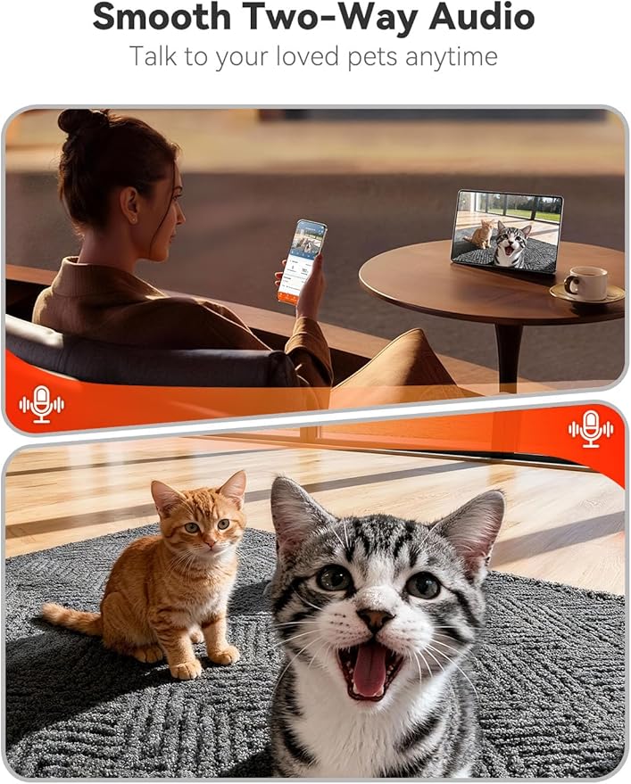 WOPET Automatic Cat Feeder with Camera for Two Cats, 6L Automatic Dog Feeder with HD Video and Night Vision, 5G/2.4G WiFi Pet Feeder for Cats & Dogs, SD Card Storage & 2-Way Audio