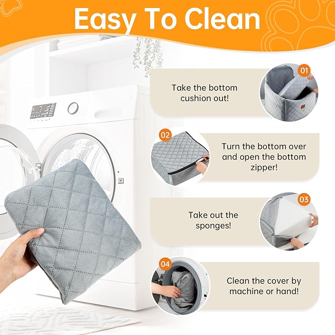 Dog Car Seats for Small Dogs, FurFrolic Memory Foam Dog Booster Seat for Small/Medium Dogs up to 35 lbs, Travel Pet Car Seat with Washable Detachable Cover, Storage Pockets, 2 Safety Belts (Gray)