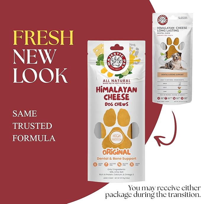 Majestic Pet Himalayan All-Natural Yak Style Cheese Dog Chews Made with 100% Cows Milk- Long Lasting Dental Chew for Dogs - Healthy Pet Treats (Dental & Bone Support, Regular, 1 Pack)