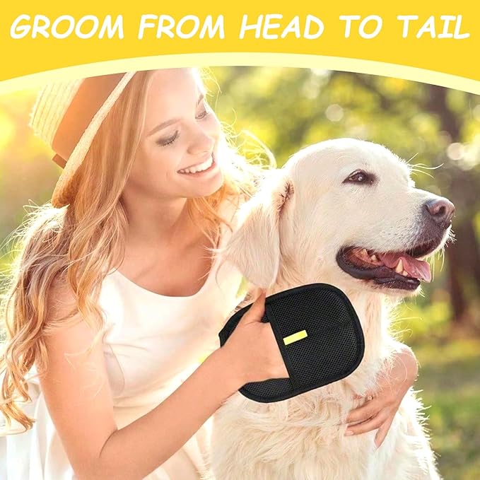 Pet Hair Removal Glove For Cat&Dog,Five-Finger Electrostatic Gloves Pet Hair,Reusable Hair Remover Grooming Glove Brush Tool for Couch,Furniture,Carpet,Car Seat,Clothing(Black-3Pcs)