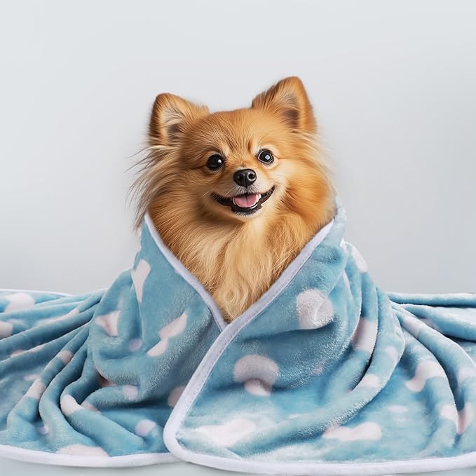 1 Pack 3 Blankets Super Soft Cute Dot Pattern Pet Blanket Flannel Throw for Dog Puppy Cat Purple/Pink/Cyan Medium