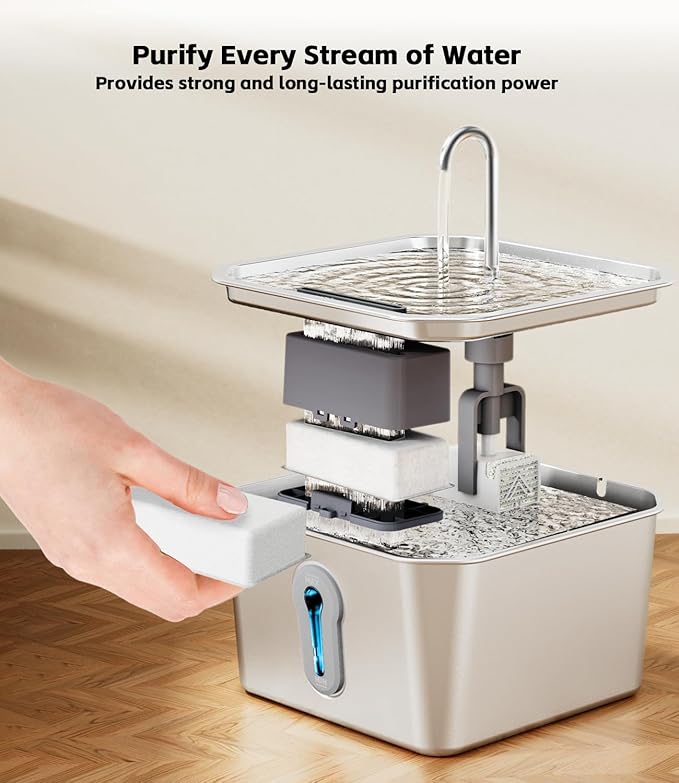 Cat Water Fountain Filter Replacement 12 Packs for UPAWPIA 4L Pet Water Foutain 8 Filters & 4 Sponges Water Filter for Cat Fountain