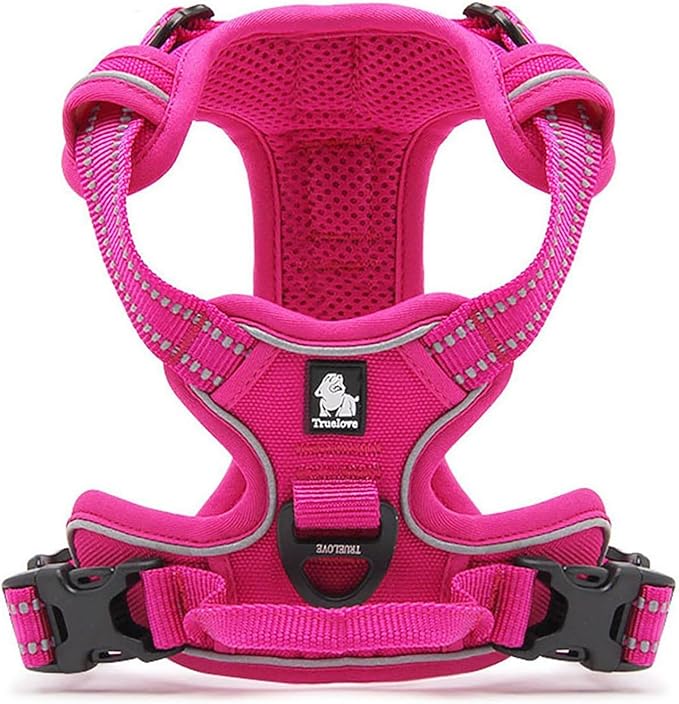 TRUE LOVE Adjustable No-Pull Dog Harness Reflective Pup Vest Harnesses Comfortable Control Brilliant Colors Truelove TLH5651(Fushcia,XL)