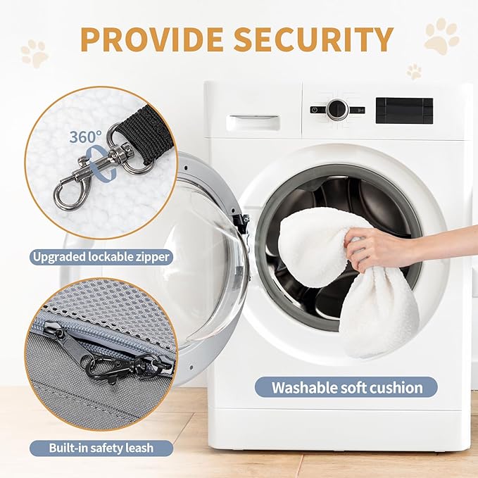 ‌Petsfit Airline Approved Pet Carrier for Small Cats, 16.5x8.6x11 TSA Approved Carrier, with Removable Dual-Sided Padding (2-Way Placement) - Fits Under Most Airplane Seats, Escape Proof (Grey)