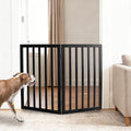 ZJSF Freestanding Indoor Dog Gate for House Foldable Wood Black Puppy Gate for Doorways Pet Gate for Stairs Extra Wide Pet Fence 32" Height 2 Panels
