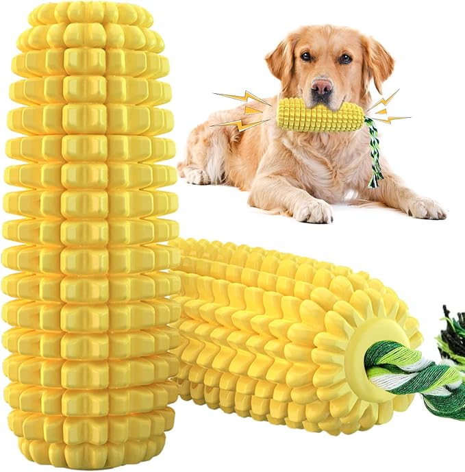 16 CM Corn Dog Toy, Durable Toys for Aggressive Chewers, Rubber Dog Squeaky Toys, Puppy Teething, Puppy Toy to Keep Them Busy for Small Medium and Large