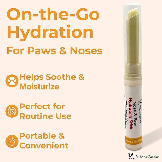Warren London Nose & Paw Balm Stick for Dogs | Hydrating Moisturizer for Dry, Cracked Paw Pads | Soothes & Protects Dog Paws and Noses | Easy Glide-On Application