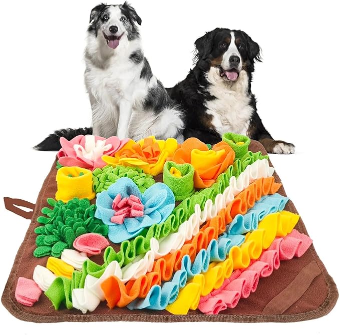 Large Snuffle Mat for Dogs - Dog Snuffle Mat for Slow Feeder, Reduce Boredom, Fun Foraging Mats for Large Medium Dog Sniff Mats for Dogs 19.5in Brown