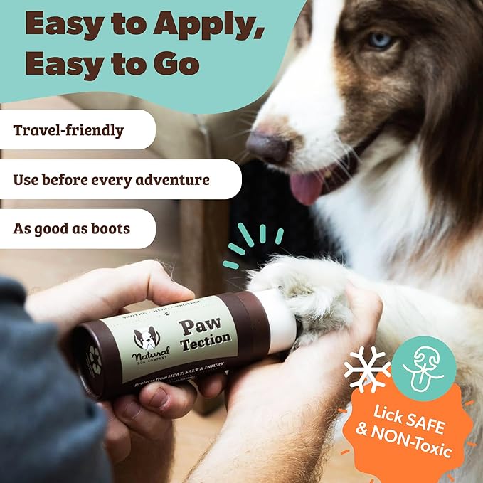 Natural Dog Company PawTection Balm for Dogs, Dog Paw Protector, Moisturizing Dog Paw Balm for Dry, Cracked Pad, Protects Paw from Extreme Weather, Paw Lotion for Allergies & Itching (0.15 oz Stick)