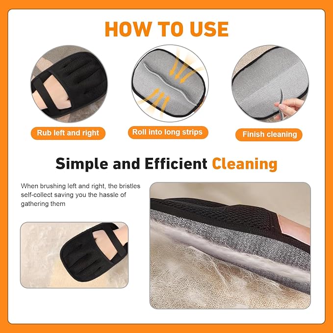 Pet Hair Removal Glove for Dogs & Cats,Reusable Electrostatic Pet Hair Remover Gloves,Magic Brush Pet Hair Removal Tool for Furniture,Couch,Car Seats,Clothing(2Pcs)