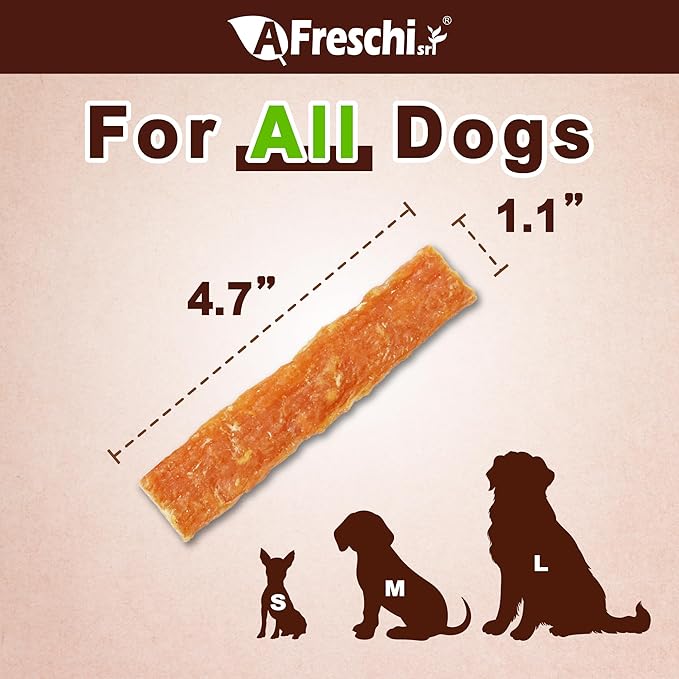 Afreschi Soft Chicken Dog Treats, All Natural, High-Protein, Healthy & Easily Digestible, Grain-Free Puppy Chews, Human Grade Training & Rewards Dog Snacks, Jerky Cuts, 16 oz Pack