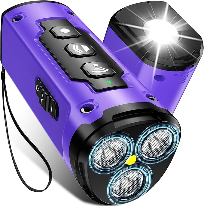 1-Touch Dog Bark Deterrent Devices with 3 Sonic Heads,Portable 50ft Range Anti Barking Device for Dogs,Rechargeable & Safe Dog Training Tool with Flashlight,Helps Improve Dog's Behavior Purple