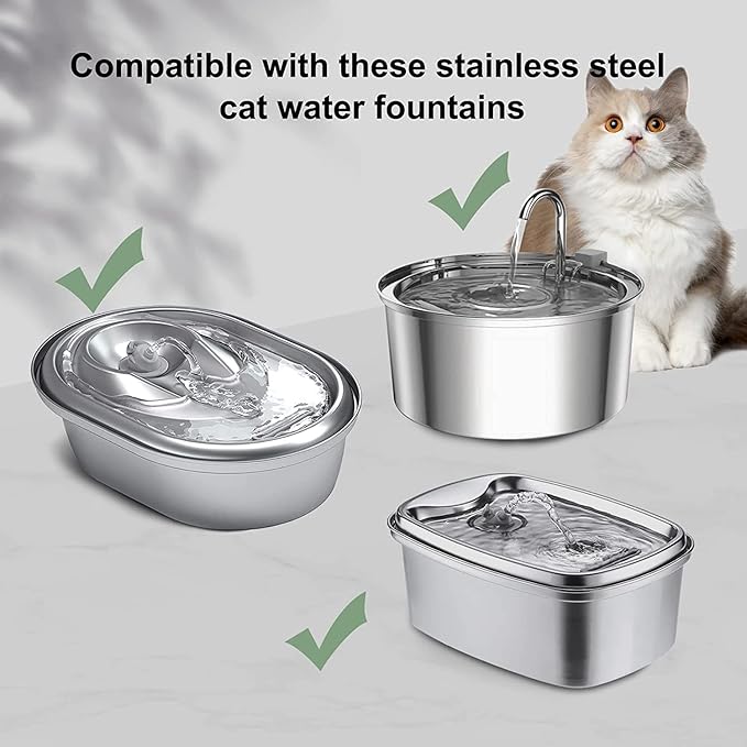 Cat Water Fountain Filters, Compatible with Stainless Steel Pet Fountain 12 Filters with 12 Sponges Replacement Filters