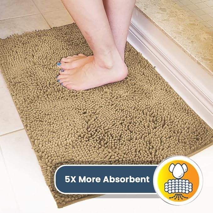 Muddy Mat® | Super Absorbent Door Mat Indoor, Microfiber Quick Dry Chenille Entryway Rug, Non-Slip Front Door Mat, Indoor Mats for Entryway, Machine Washable Pet Rug, Beige 36"x72"