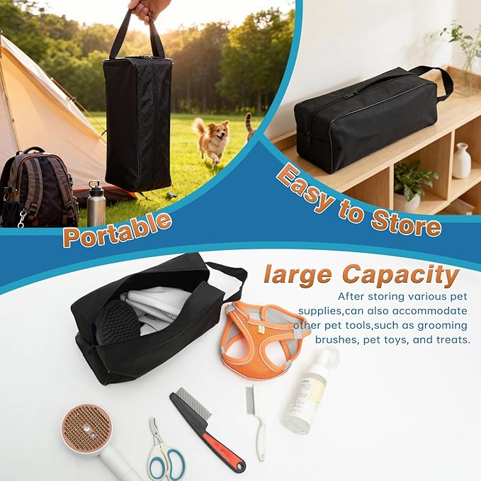 7PCS Pet Grooming Kit for Dogs and Cats，with Storage Bag & Includes Dog Washing Gloveswith High-Density Teeth, Adjustable Handle Dog Shampoo Brush, Dog Finger Toothbrush (Gray)