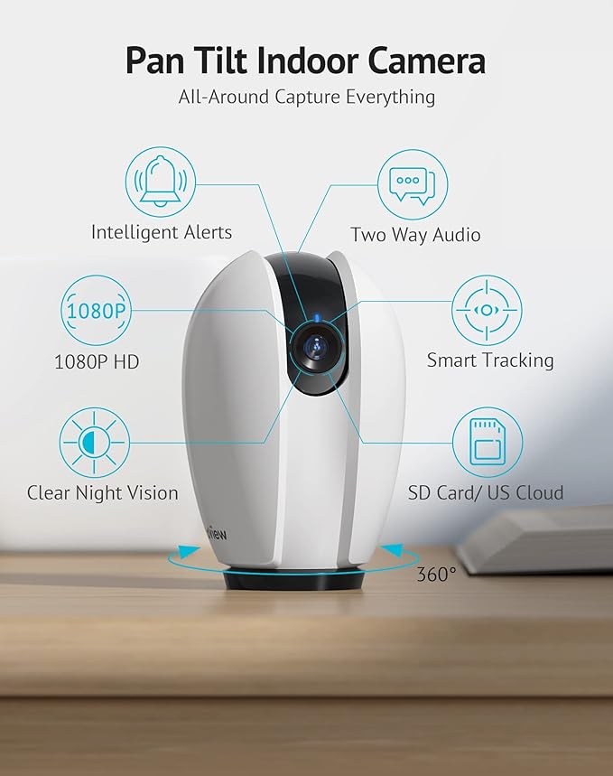 LaView Indoor Security Camera, Baby Monitor with Sound/Motion Detection and Night Vision,WiFi Camera Home Pet Dog Surveillance Camera with App,Two-Way Audio,360-degree IP Camera Work with Alexa