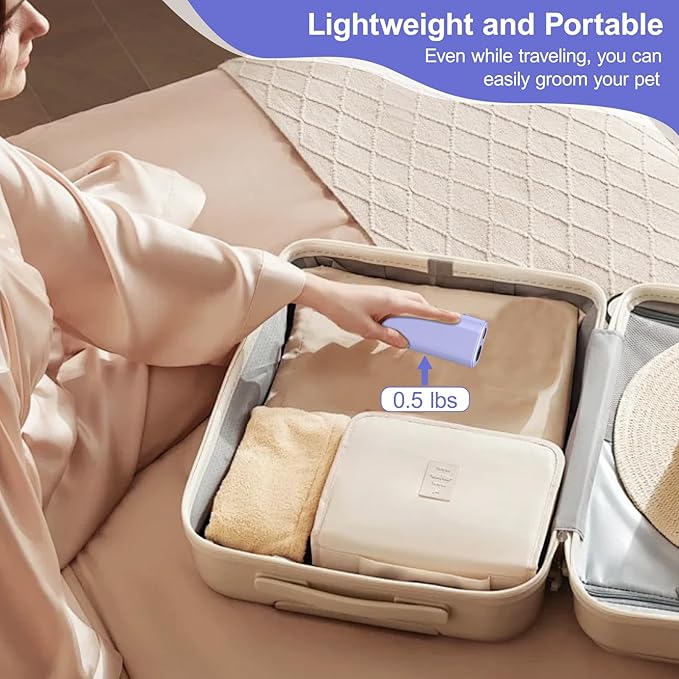 Pet Hair Dryer, Neck-Hanging Dog Dryer for Pet Grooming with 3 Speeds 4 Temp, Dog Blow Dryer for Small to Medium Pets with Stand, for Pet Salon Grooming, Powerful Airflow for Rapid Drying(Purple)