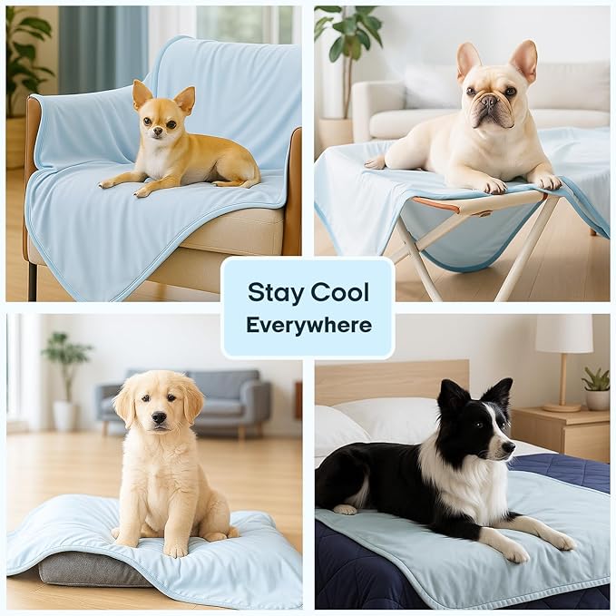 Zonli Premium Cooling Blanket for Dogs-Lightweight Fluffy Pet Throw & Bed Cover,Cooling Mat for Dogs,Cats&Puppies - Breathable,Durable Summer Blanket-Oversized 39"×55" Pet Pad, Machine Washable (Blue)