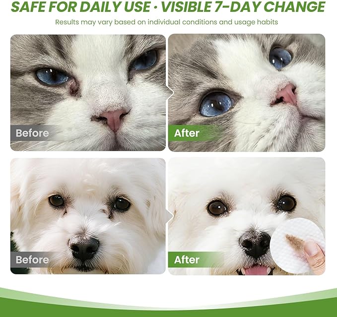 Dog Eye Wipes, Tear Stain Remover for Dogs & Cats - 100ct Hypoallergenic Pet Eye Cleaning Pads for Crust, Gunk & Discharge - Gentle Grooming Wipes for Sensitive Eyes, Wrinkles & Folds