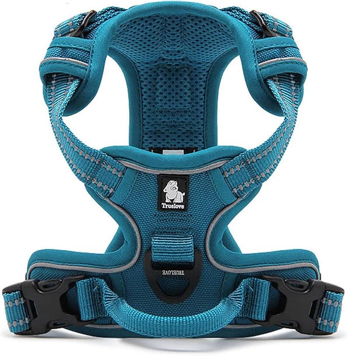TRUE LOVE Adjustable No-Pull Dog Harness Reflective Pup Vest Harnesses Comfortable Control Brilliant Colors TLH5651(Blue,XL)